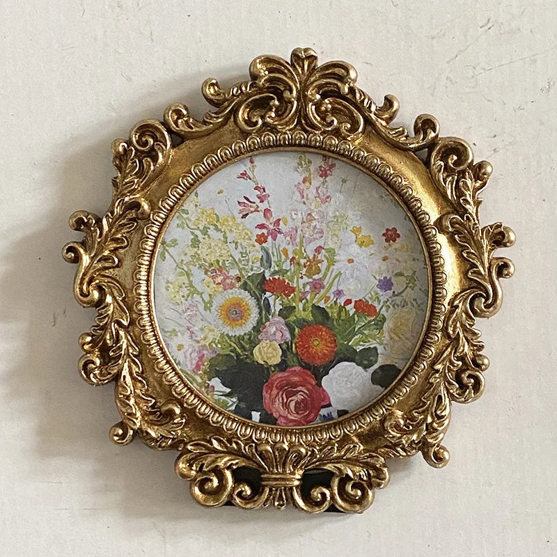 Luxury Vintage American Round Resin Photo Frame Wall/Table Display Elegant Home Decor Wedding Gift Handmade Art