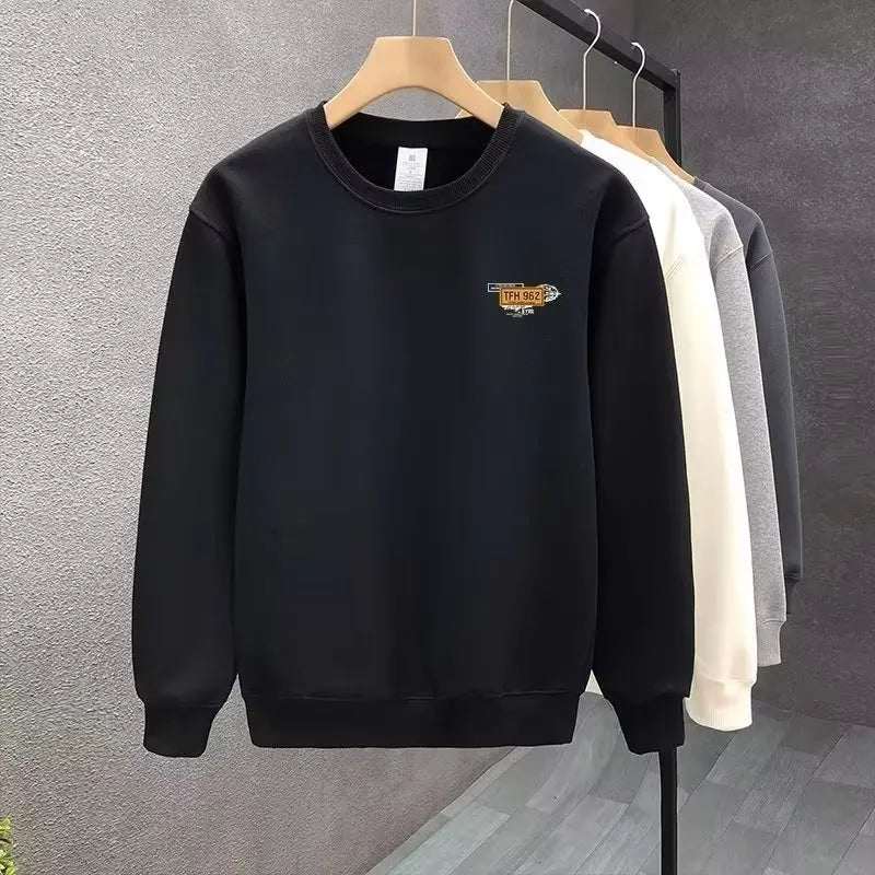 Autumn Men's Cotton Sweatshirt Korean Harajuku Cool Long Sleeve T-shirts High Quality White Top O-neck Tee Shirt Men Clothing