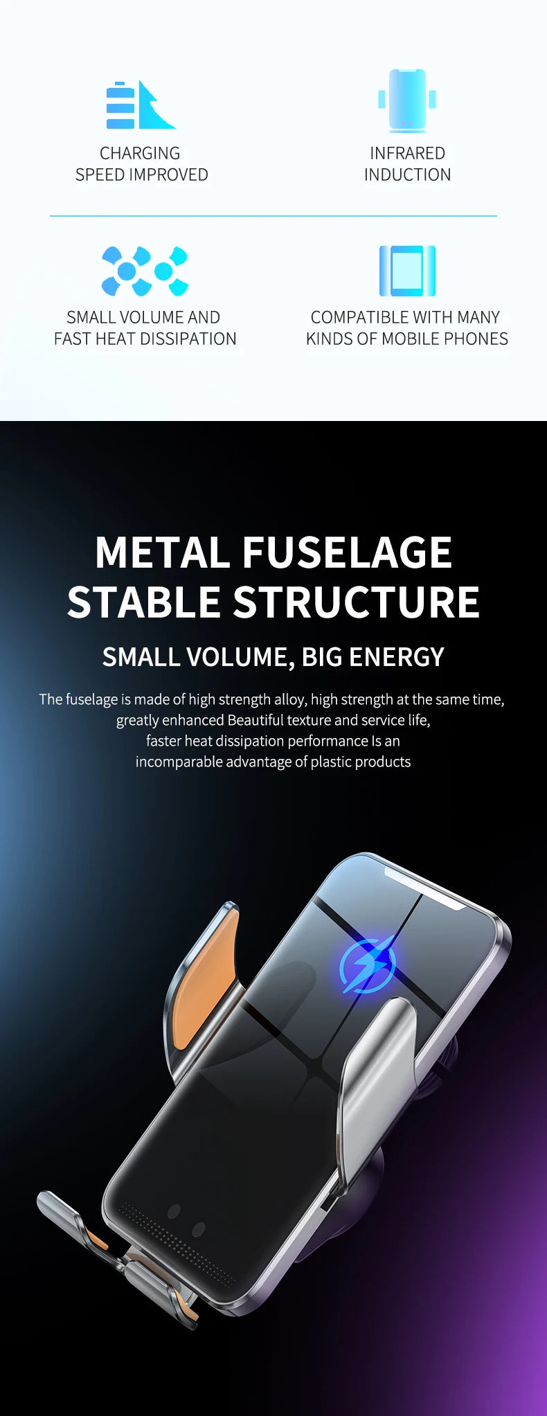 Car Wireless Charger Magnetic Auto Car Mount Phone Holder For iPhone 17 16 15 14 13 12 Samsung Infrared Induction Fast Charging