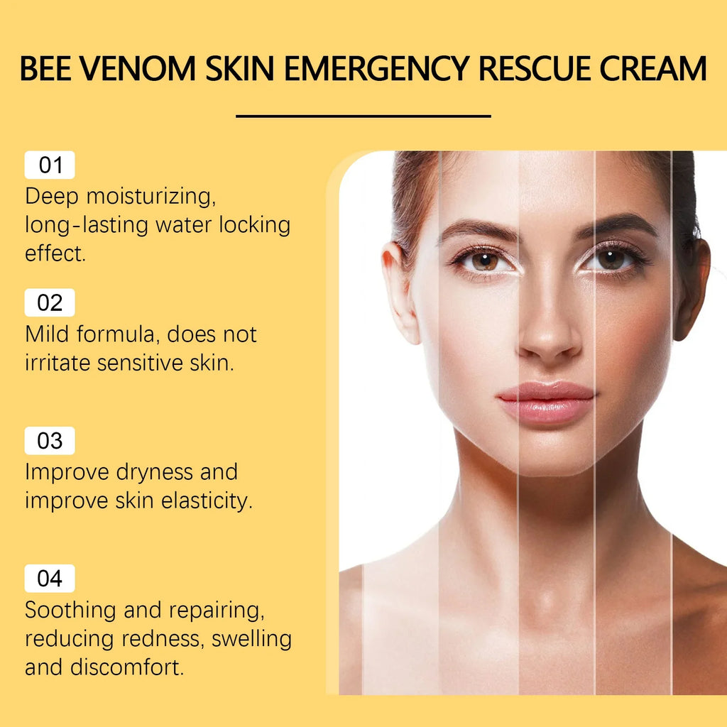 Bee Venom Skin Care Cream-Moisturizing Nourishing Lotion, Relieves Dryness Soothes Redness, Strengthens Barrier & Youthful Look