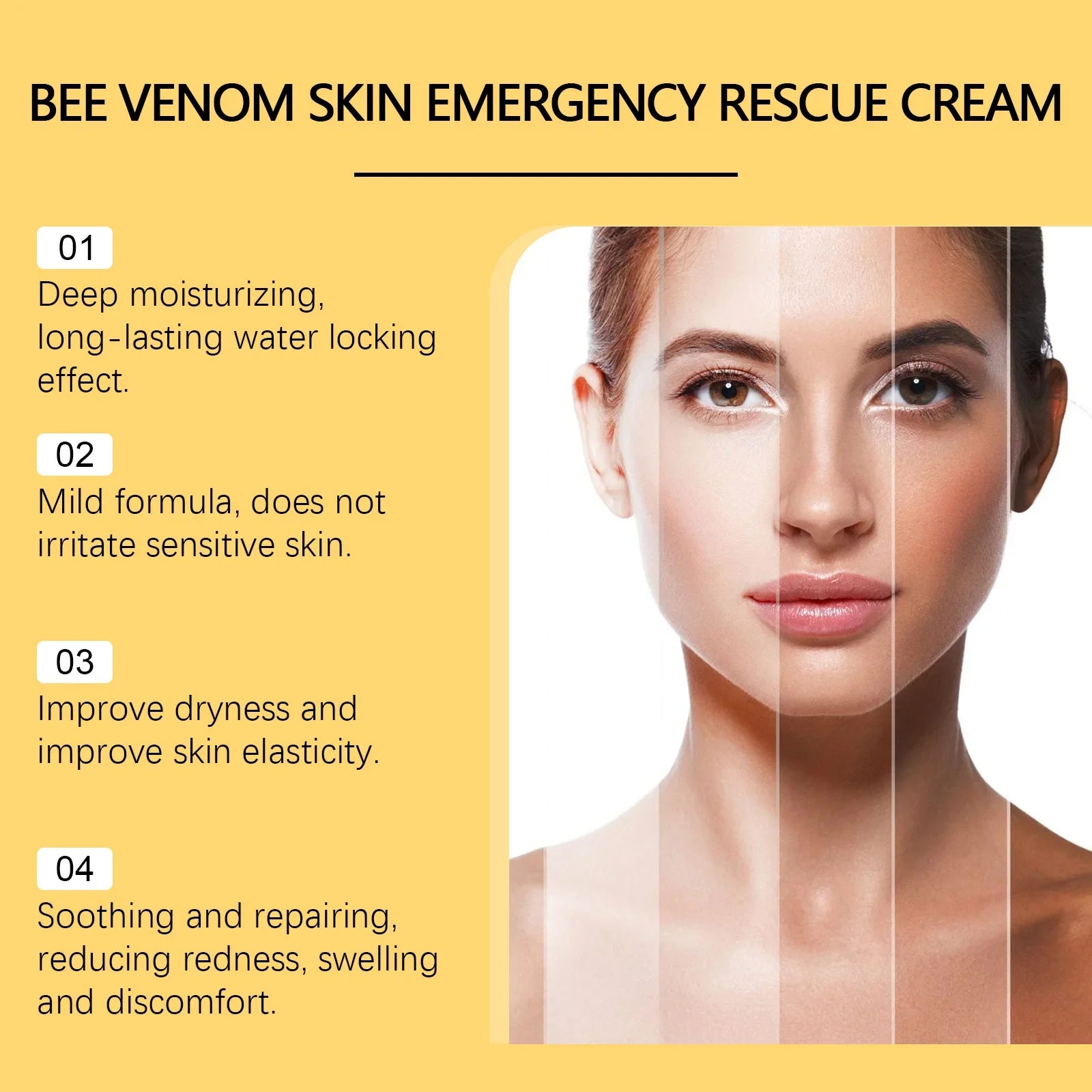 Bee Venom Skin Care Cream-Moisturizing Nourishing Lotion, Relieves Dryness Soothes Redness, Strengthens Barrier & Youthful Look