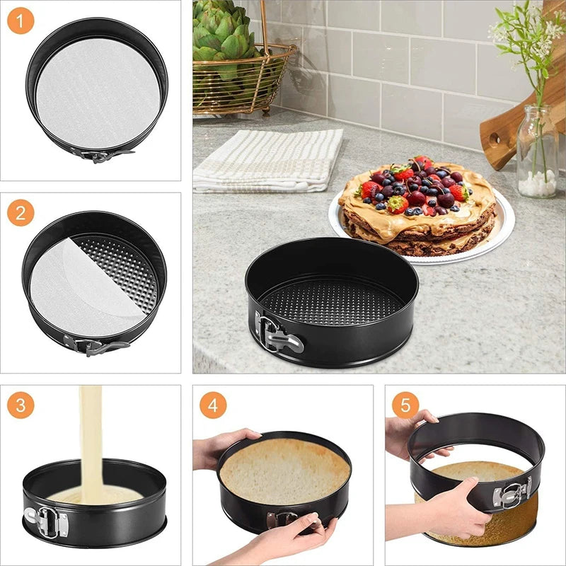 4/7/9Inch Carbon Steel Cake Mold with Latch Nonstick Cake Tin with Removable Bottom Cake Pan Brownies Cheesecake Baking Mould