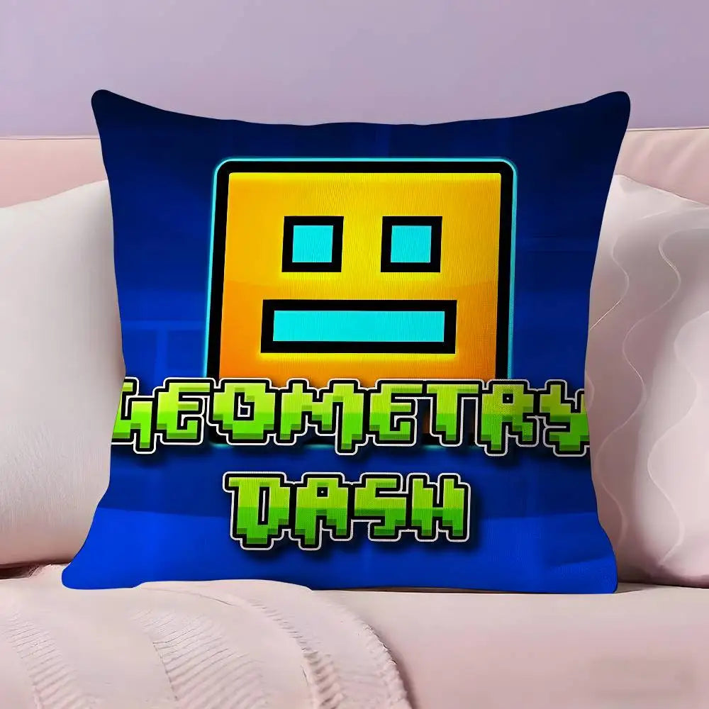 MUSIC Game Geometry Dash Pillow Case Ultra Soft Skin Friendly Fabric Cloud Like Comfort & Concealed Zipper