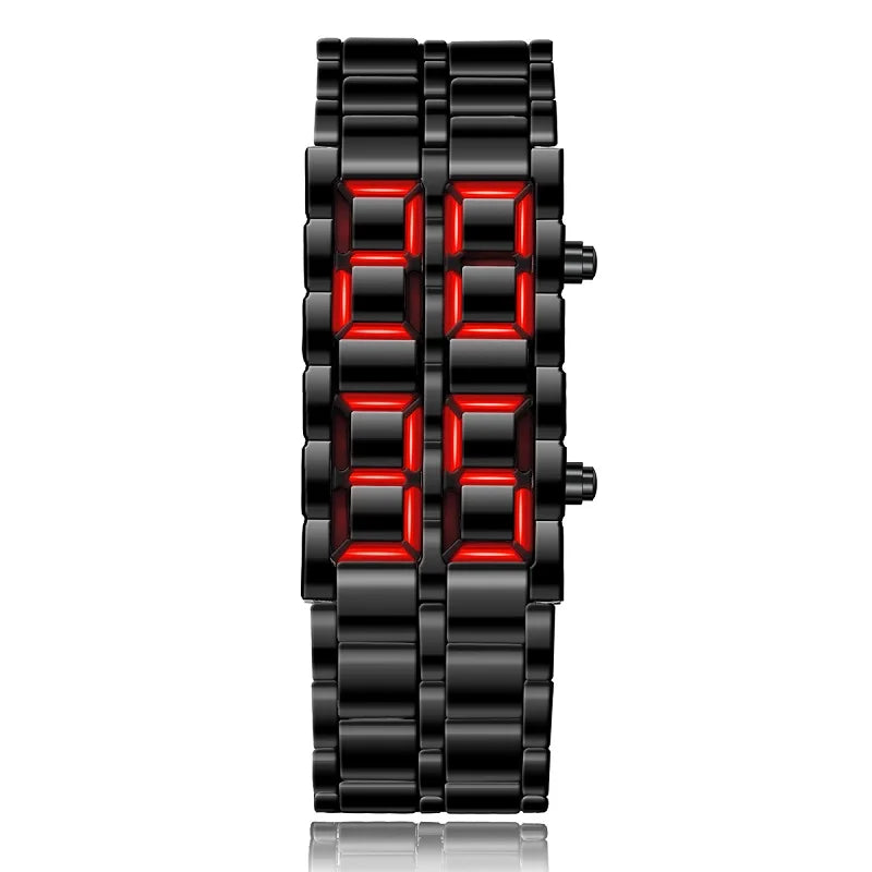 Fashion Mens Digital Lava Wrist Watch Men Black Full Metal Red