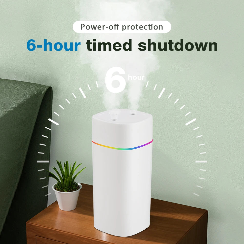 600ML Double-Spray Aroma Humidifier with Colorful Lights