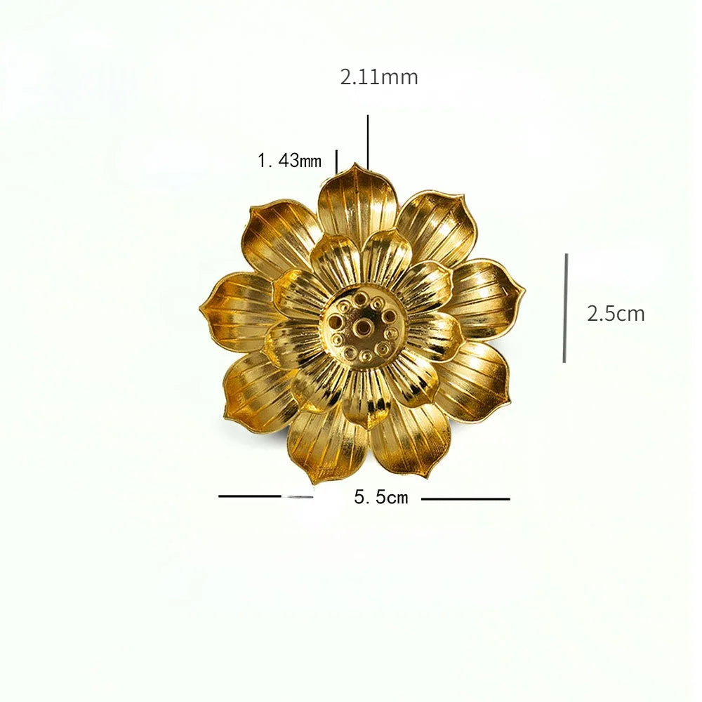 YXYMCF 1PC Alloy Incense Burner Stick Holder Plate Buddhism Zen Lotus Frog Snail Censer Bronze Nasturtium Home Decor 24 Styles