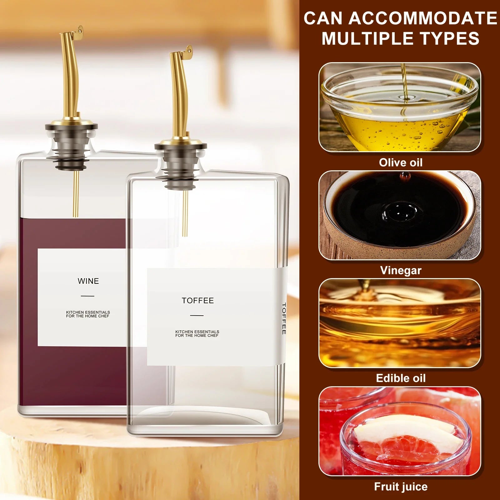 2Pcs Glass Olive Oil Dispenser Bottle 350ML Seasoning Vinegar Bottle Condiment Container Cooking Oil Dispenser Kitchen Supplies
