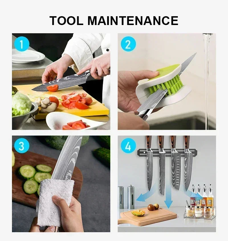 Professional Kitchen Knives Damascus Japanese Santoku Cleaver Slicing Knife Stainless Steel Boning Knife Butcher Cleaver Knife