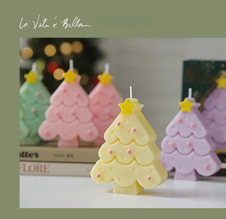 Christmas Scented Candle with Box Mini Christmas Tree Shape Fragrance Candle Home Decor Candle Gift for Friends Women Souvenir