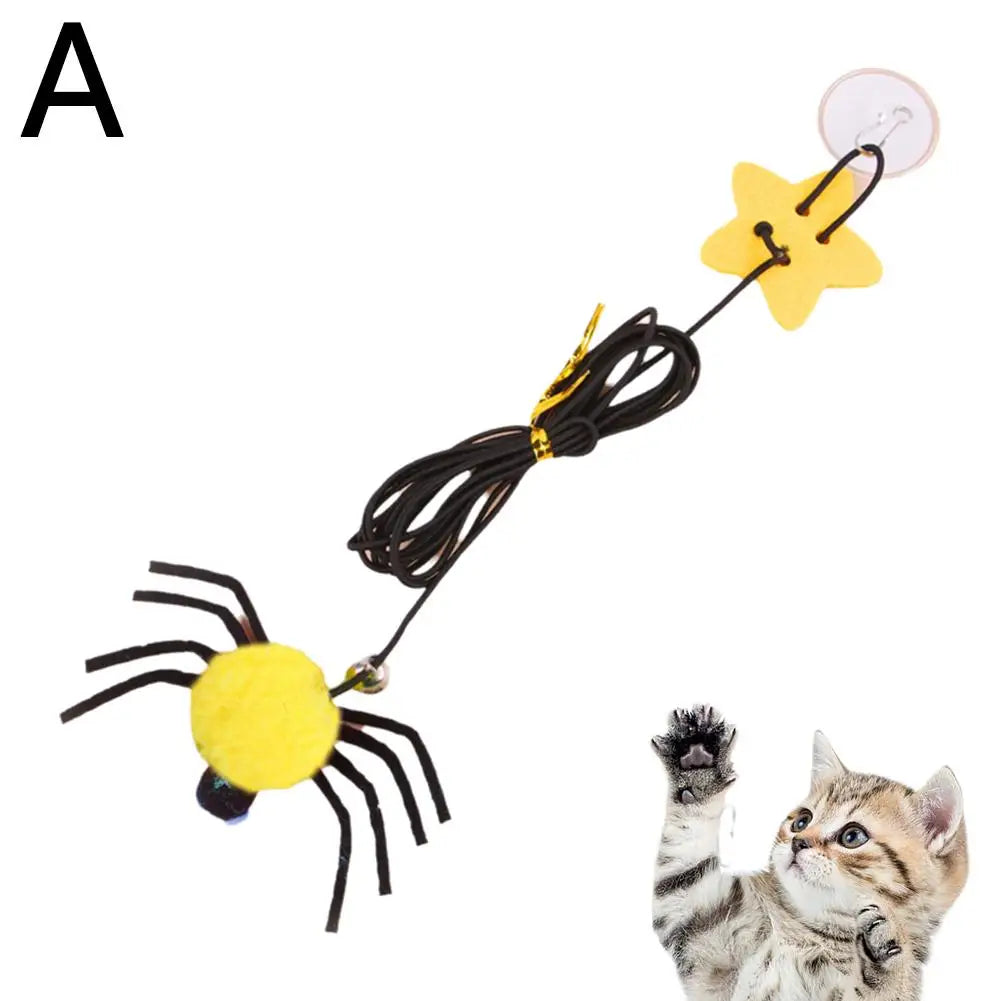 Cat Pet Toy Hanging Door To Relieve Depression Swinging Hanging Elastic Rope Feather Playing Stick Bell Spider for Pet Supplies