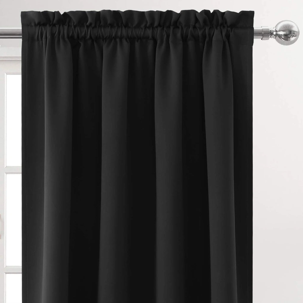 1/2pc Panel Blackout Curtains Black Drapes Light Reducing Thermal Insulated for Living Room Bedroom Office Window Decoration