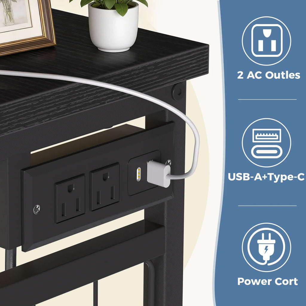 JHK 6 Drawer Fabric Dresser with Hanging Rack for Living Room