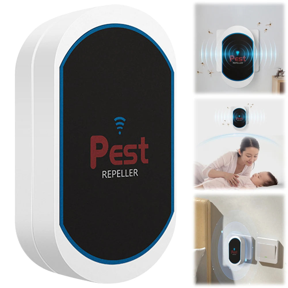 EU plug Ultrasonic Pest Repeller Electronic Pest Repeller No Noise Rat Mosquito Repellent Pest Control Device for Bat Mosquito
