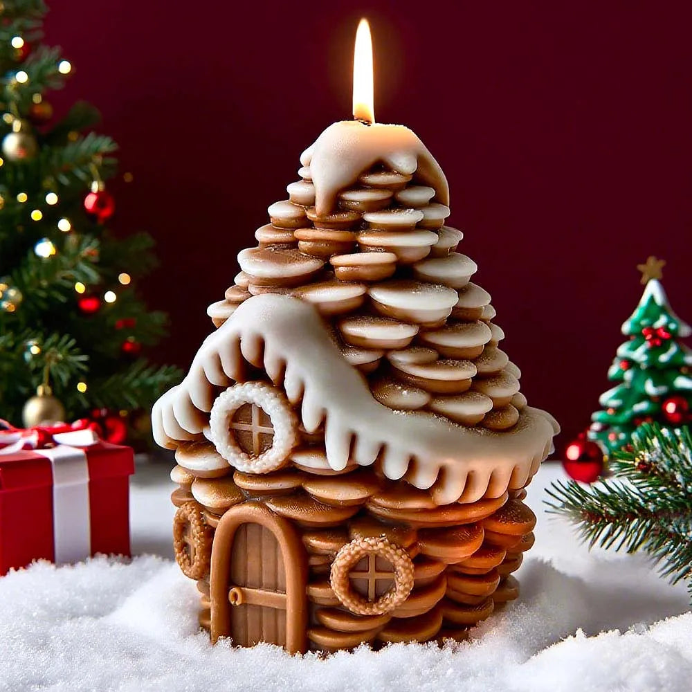 3D Pine Cone Snows House Silicone Candle Mold DIY Handmade Christmas Ornaments Plaster Concrete Mold Xmas Craft Party Deco