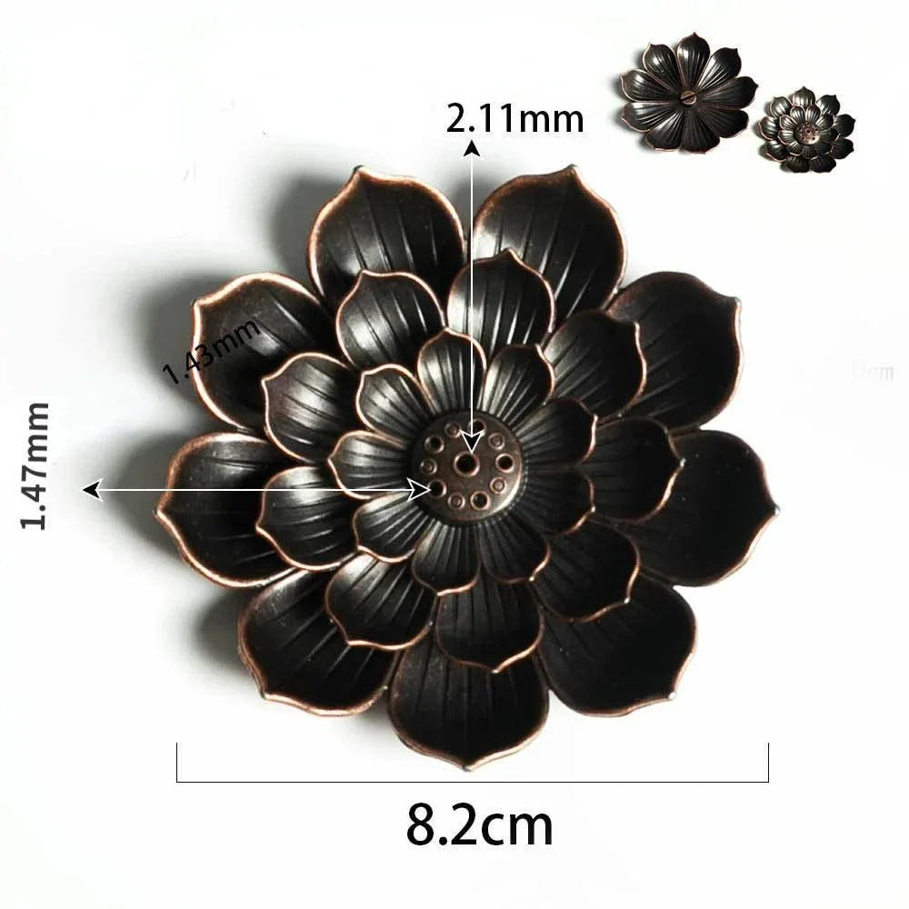 YXYMCF 1PC Alloy Incense Burner Stick Holder Plate Buddhism Zen Lotus Frog Snail Censer Bronze Nasturtium Home Decor 24 Styles