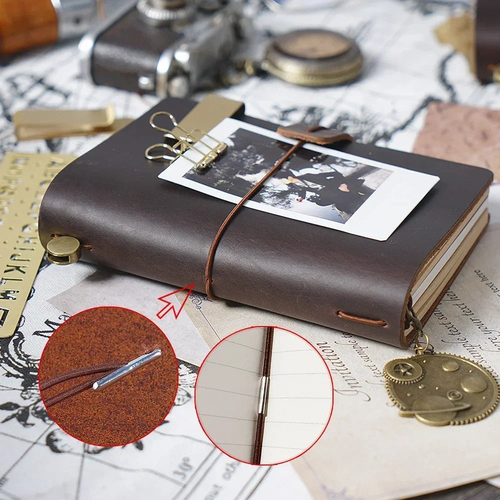 Moterm 100% Genuine Leather Notebook Handmade Vintage Cowhide Diary