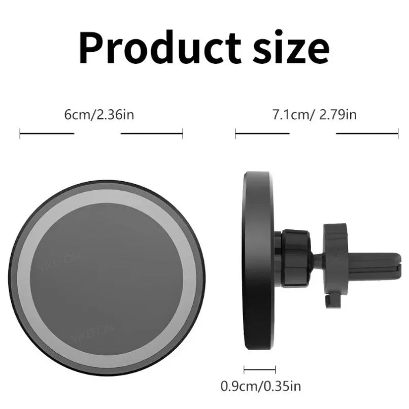 Magnetic Car Wireless Charger Air Vent Clip Phone Holder & Ring For Magsafe iPhone 17 16 15 14 13 12 Pro Max Fast Charging Stand