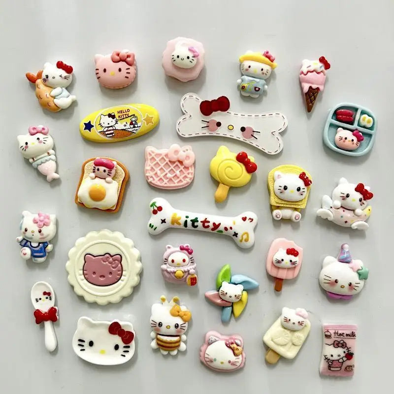 Hello Kitty Refrigerator Magnet Cute Cartoon Cute Cartoon Resin Material Magnetic Tile Fashion Personality Small Accessories