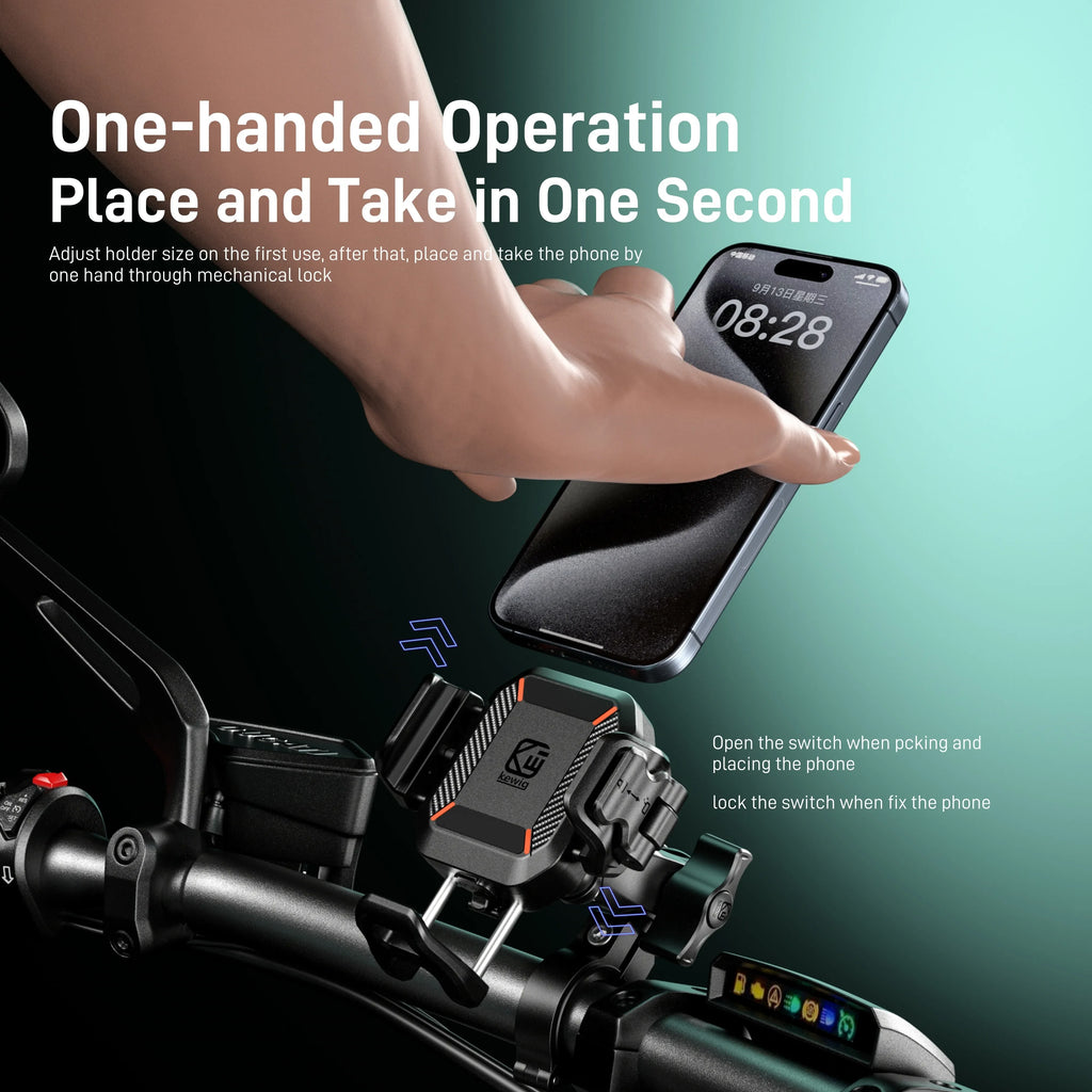 Motorcycle Phone Holder Mount 15W Wireless Charger and 36W USB C Fast Charging Port, Motorcycle Bicycle Phone Holder