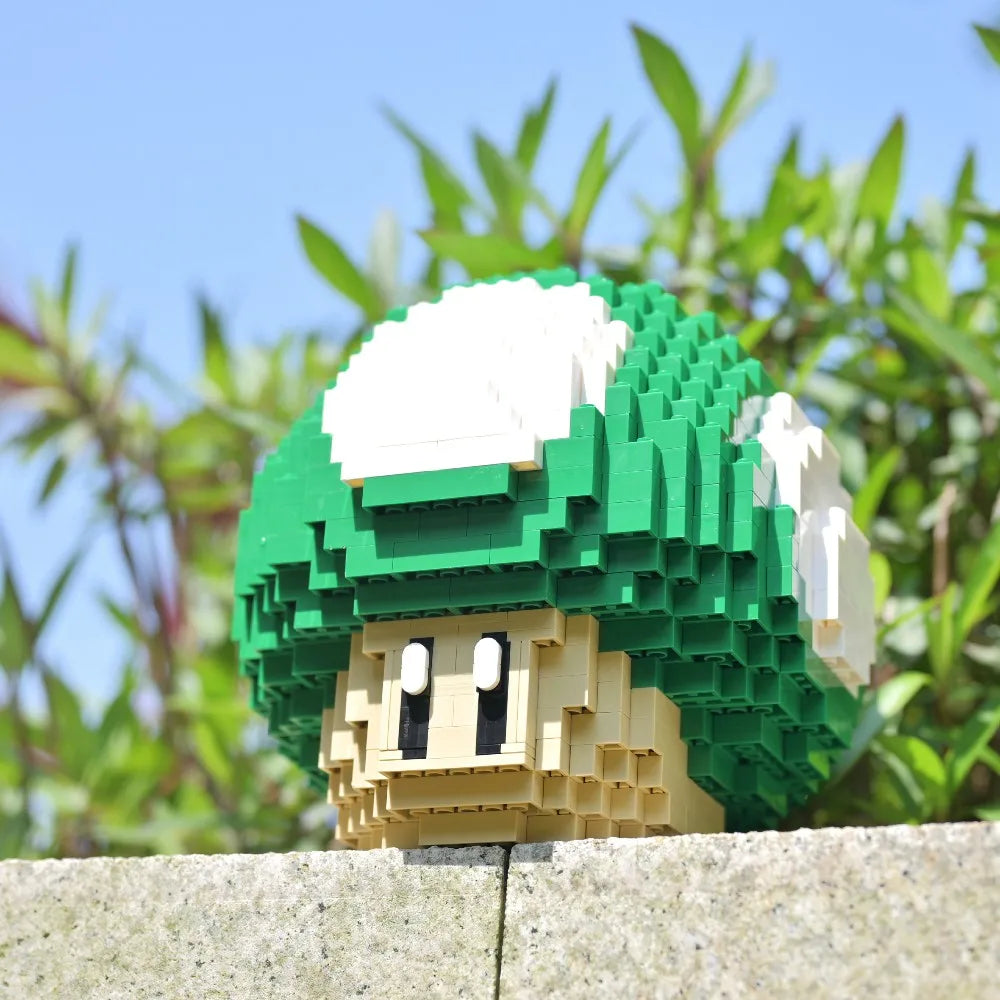 MOC Game Figures Red Green Mushroom Building Blocks Model