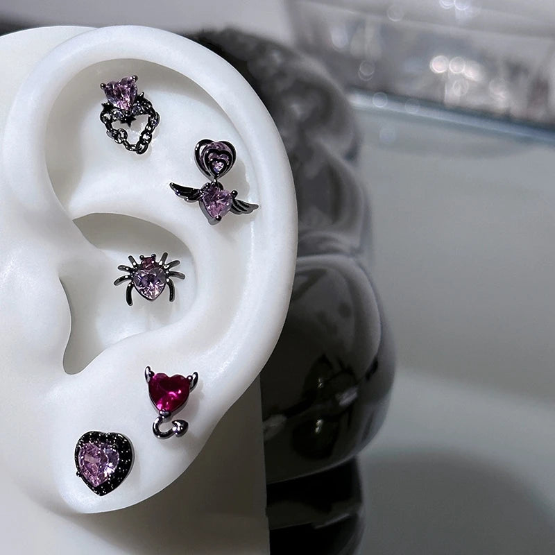 Y2K Hottie Black Series Zircon Crystal Ear Bone Nail 316L Medical
