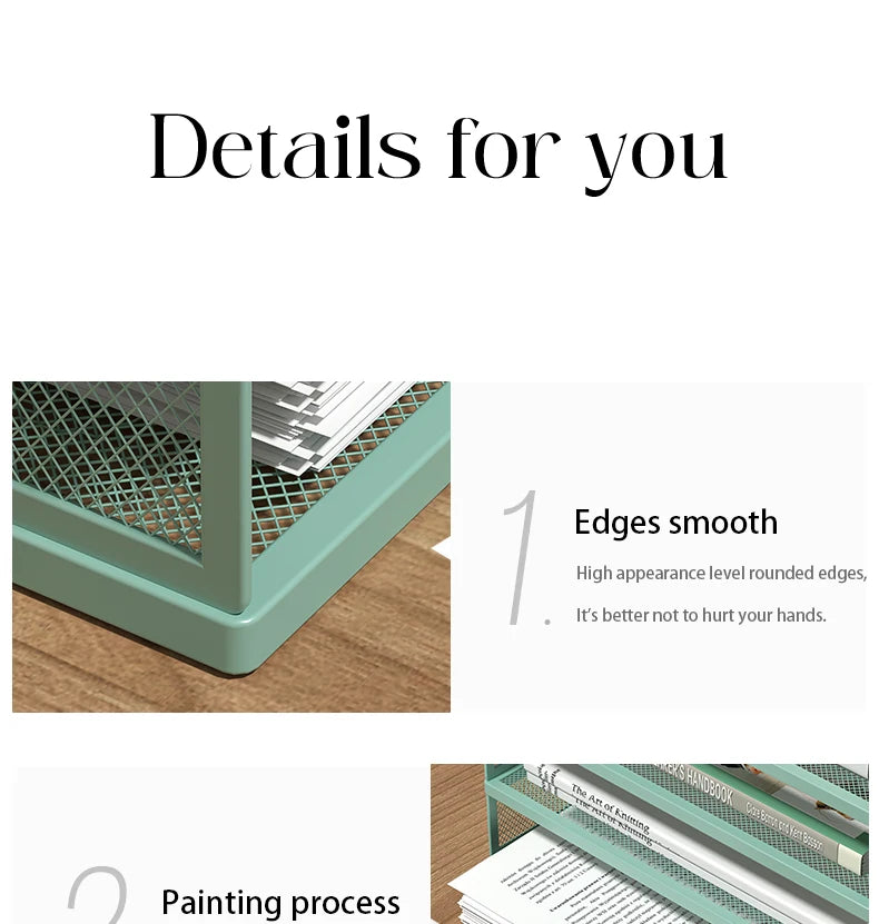 4-Tier Green Stackable Letter Tray Office Desk Organizer File Trays, Desktop Holder for Paper Letter Accessories with Pen Holder