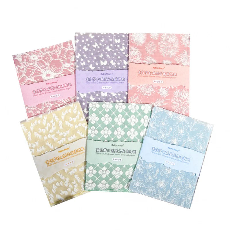 Vintage - style Background Paper Set (12 Sheets), Decorative Material for Notebook Decoration, Scrapbooking