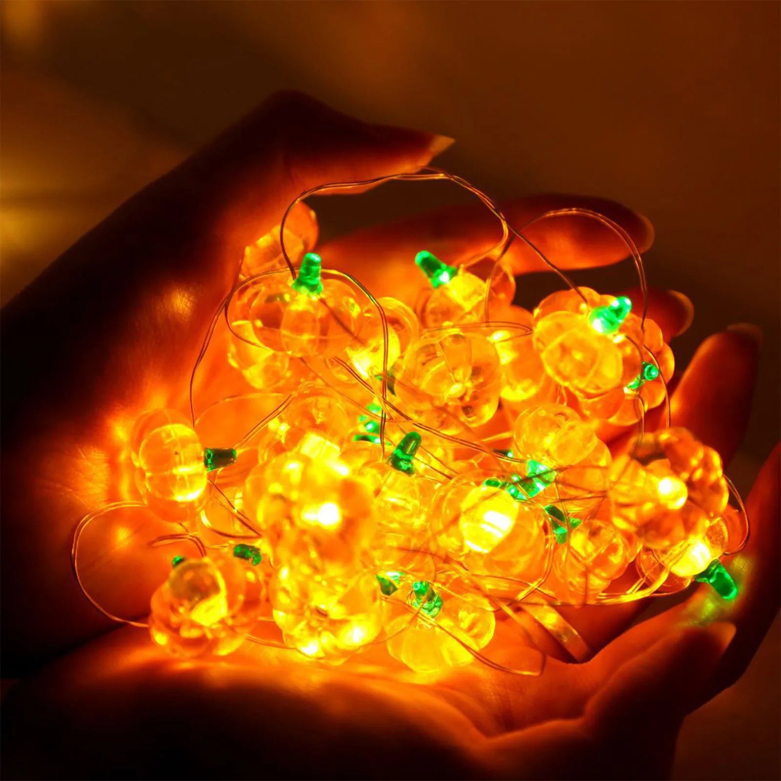 Pumpkin LED String Lights Portable 1M 10 Led Garland Happy Halloween Party Decoration for Home Bar Atmosphere Thanksgiving Decor