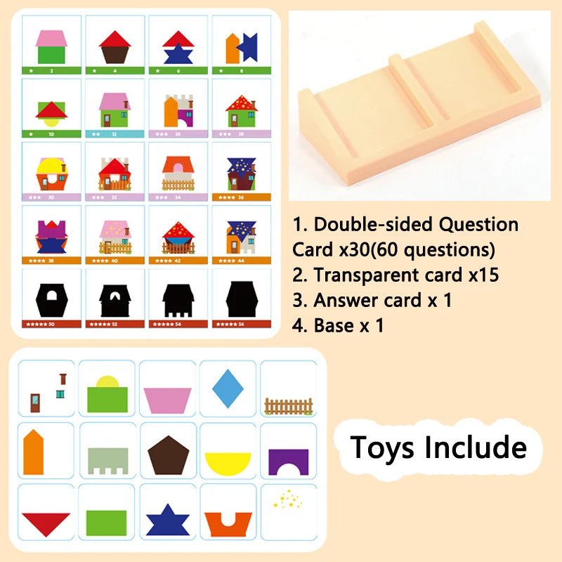 House Design Logic Game Montessori Toys Creative Geometric Shape Spatial Imagination Intellectual Thinking Puzzle Games Kids Toy