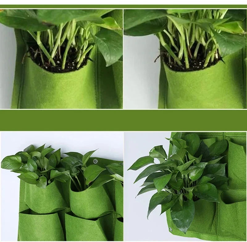 Multiple Pockets Planting Bags Garden Planter Vertical Suculentas Plant Pot Wall Hanging Planting Bags Home Decor Accessories