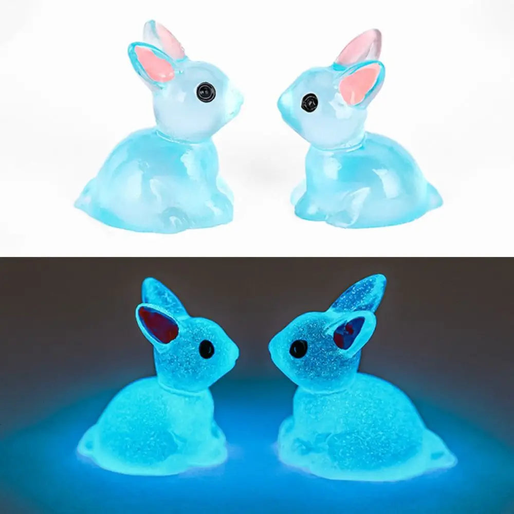 1PC DIY Cute Luminous Bunnies Microlandscape Gardening New Mini Rabbit Ornaments Home Decor Fairy Miniature Figurines