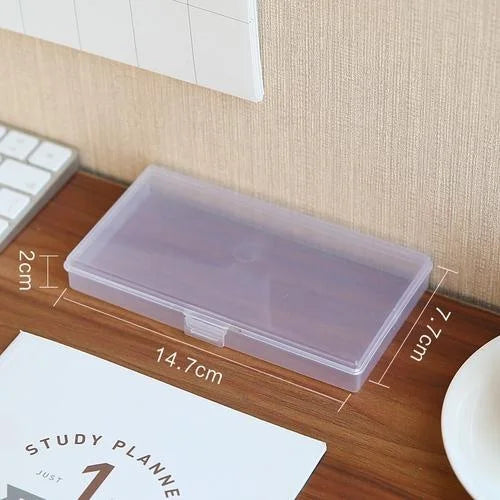 1Pcs Stationery Holder Stickers Plastic Storage Box Manual Account Container Tool Case Mini Transparent Office Desk Organizer