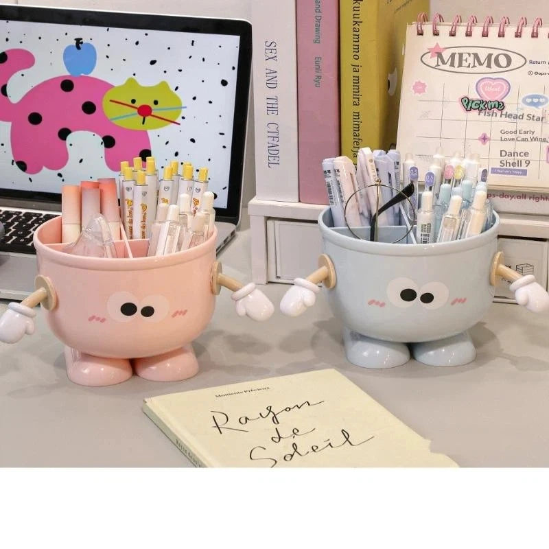 Creative Big Eyes Pencil Holder With Hook Table Stationery Storage Box Pen Holder Rack Student Children Girls Desk Organizer