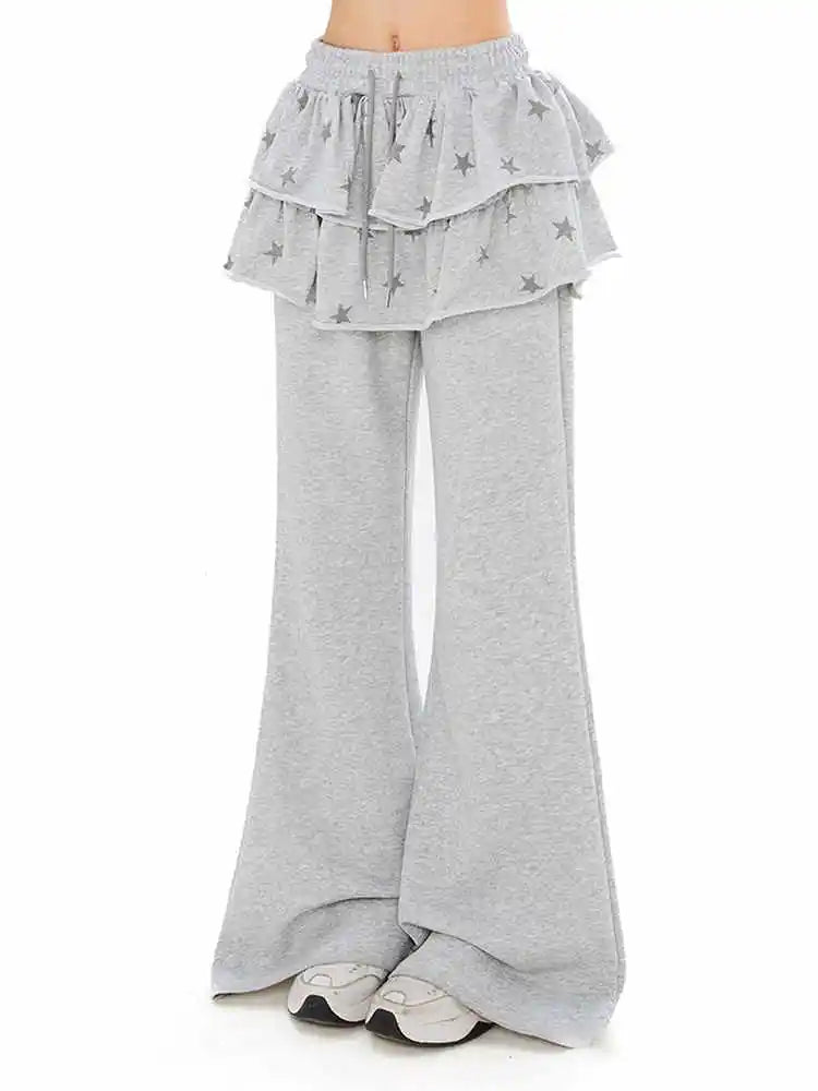 Women's Flare Pants Kpop Designer 2000s Abi Bell Bottom Long - Black