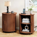 Black Small Round Side Table with Storage