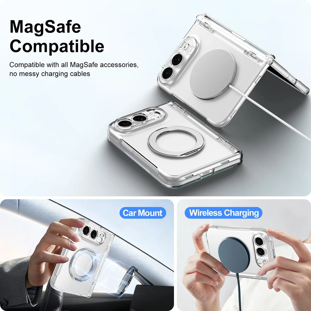 Transparent Luxury Magnetic Ring Holder Case for Iphone DUO