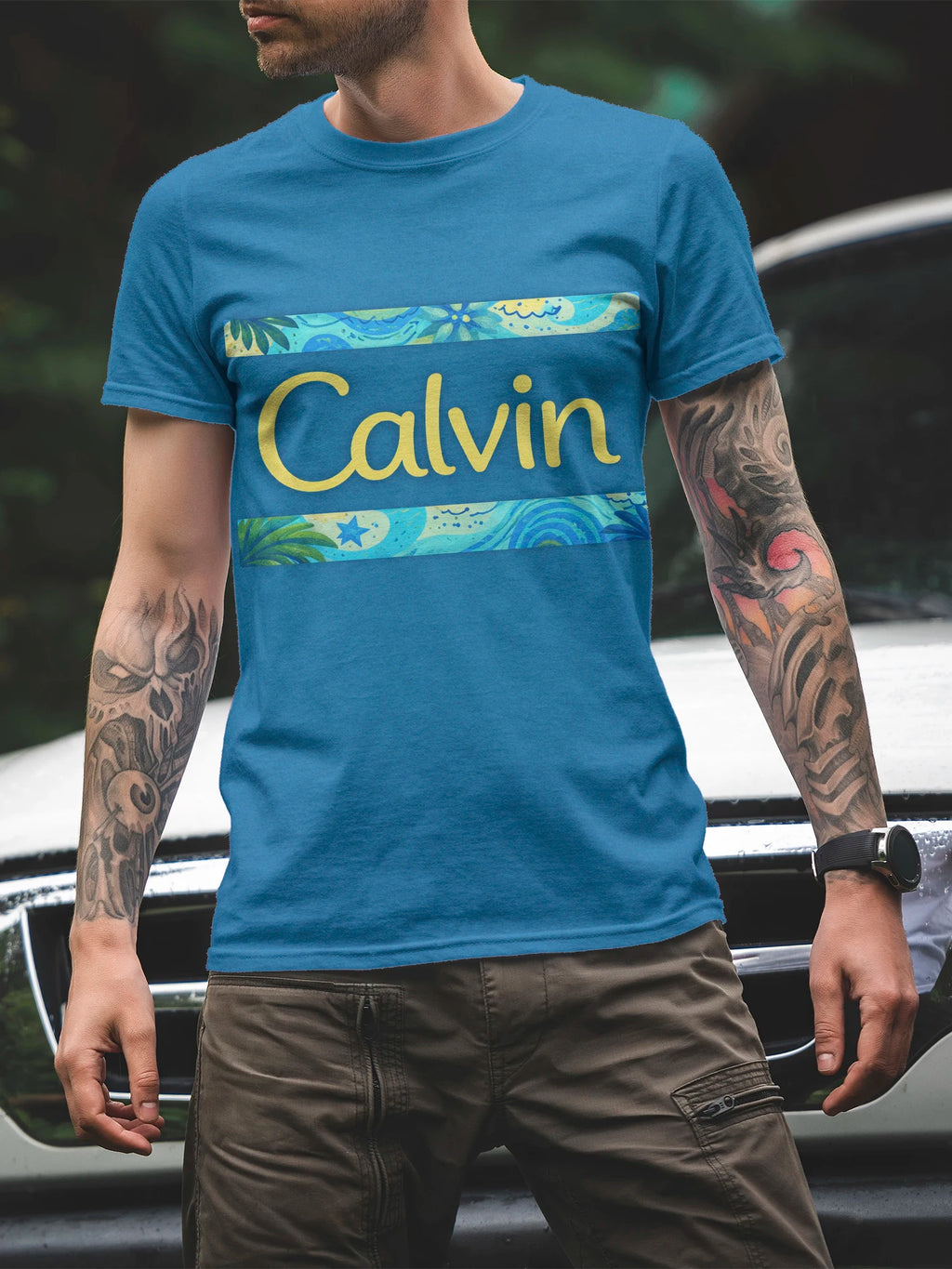Men's Fashion 3D Printed Men's T-Shirt Crew Neck Short Sleeve, Summer Crew Neck T-Shirt Casual Wear, Polyester Fiber Regular,