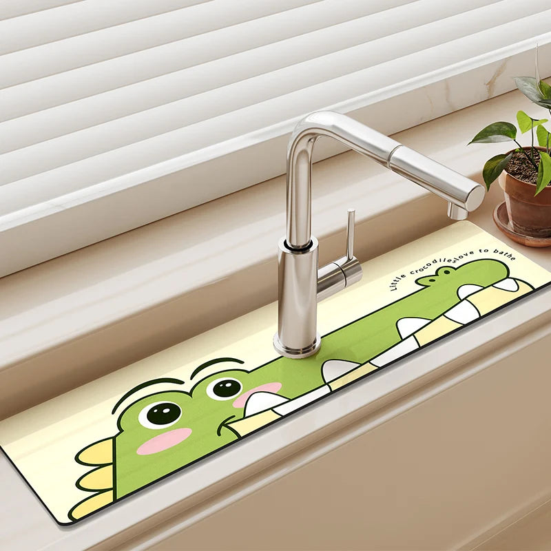Kitchen Sink Faucet Mat Absorbent Faucet Splash Guard Drain Pad Bathroom Countertop Protector Diatomite Faucet Rug Washable