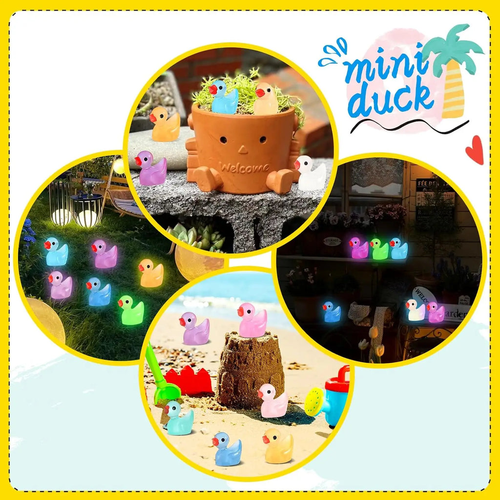 100/200PCS Luminous Mini Ducks Moss Microlandscape Miniature Duck Figurines Fairy Garden Accessories Home Decor Glow in The Dark