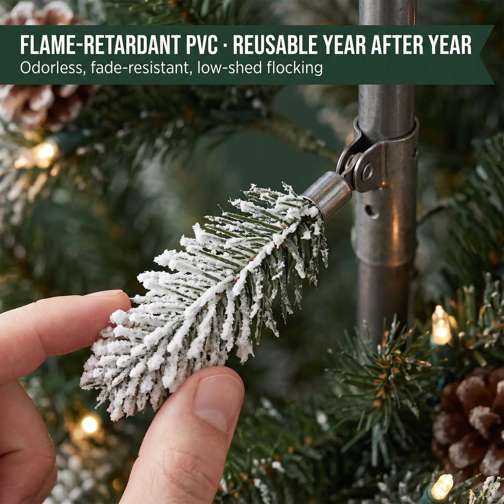 9FT Pre-Lit Slim Pencil Christmas Tree with Pine Cones