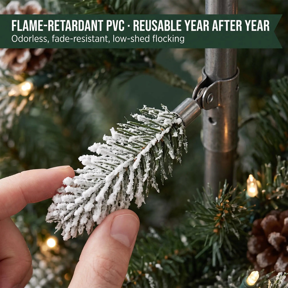 9FT Pre-Lit Slim Pencil Christmas Tree with Pine Cones