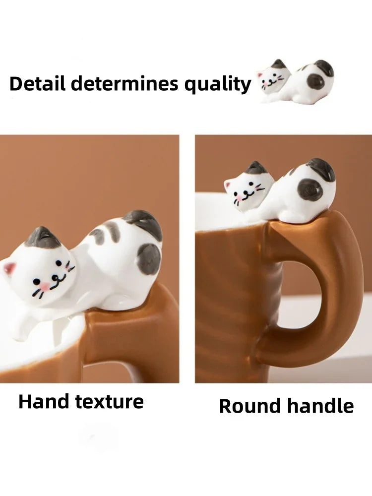 Creative Cartoon Cat Ceramic Mug Cute Cat Cup Children's Milk Breakfast Home Office Coffee Cups Tea Cup Gift Frends Drinkware