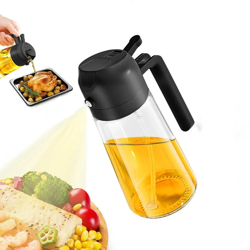 2 in1 Oil Spray Bottle For Kitchen Barbecue Cooking Olive Oil Dispenser Oil Jar Baking Vinegar Soy Sauce Spray Container Plastic