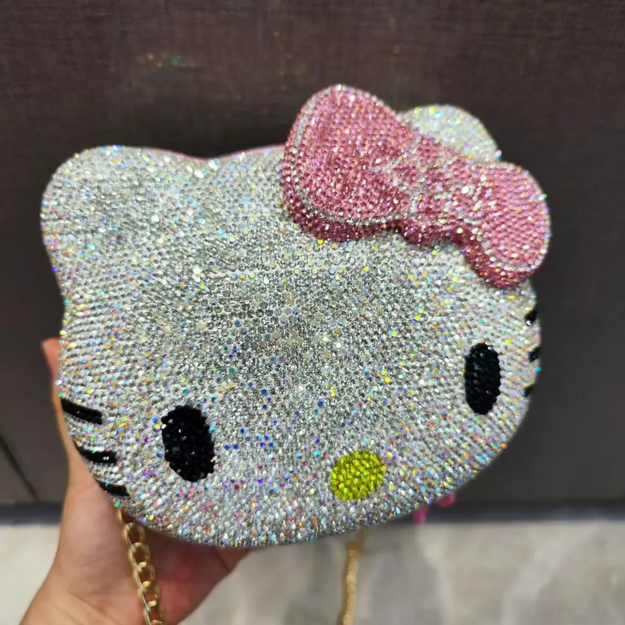 Hot Sanrio Cute Cartoon Hello Kitty Diamond Bag Fashion Girl Messenger Bag Handmade Diamond Inlaid Handbag Decor Girl Gifts