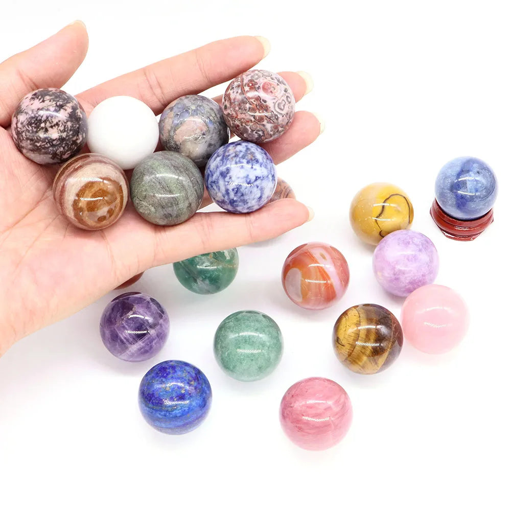30MM Crystal Ball Natural Reiki Healing Quartz Stone Globe Energy Gemstone Fengshui Sphere Wicca Chakra Massage Home Decor Gifts