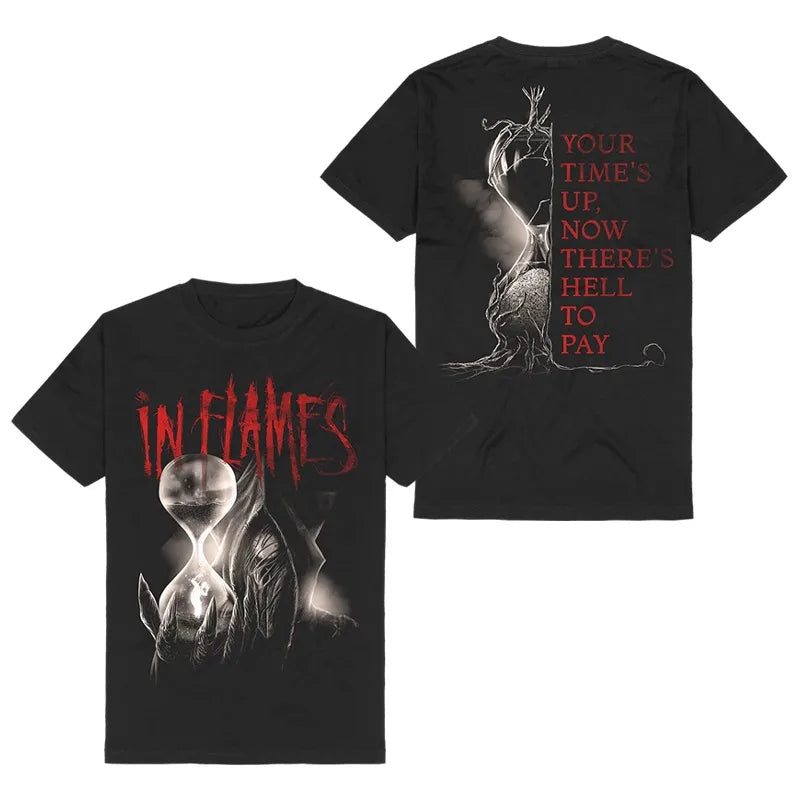 Y2k in Flames Band's Swedish Metal Rock Men's Short-sleeved Pure Cotton Printed T-shirt From An American/European Trendy Brand