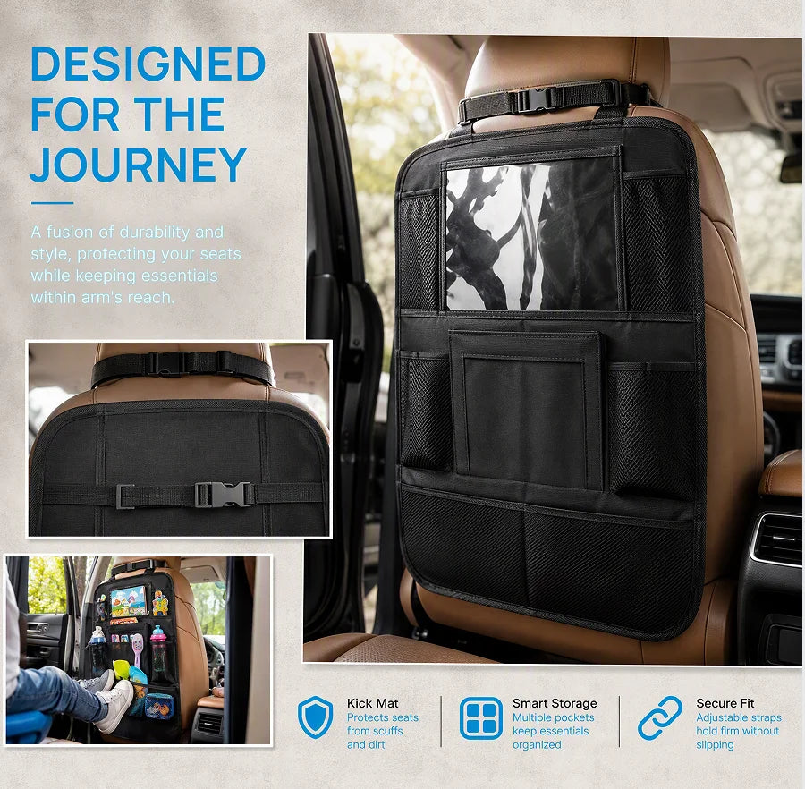 Car Back Seat Storage Bag (with Touch Screen Tablet Holder)