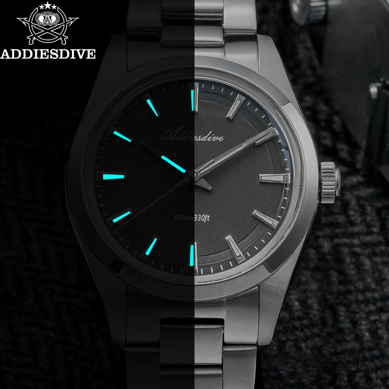 ADDIESDIVE Men's Luxury Watch AD2066 100m Waterproof BGW9 Super
