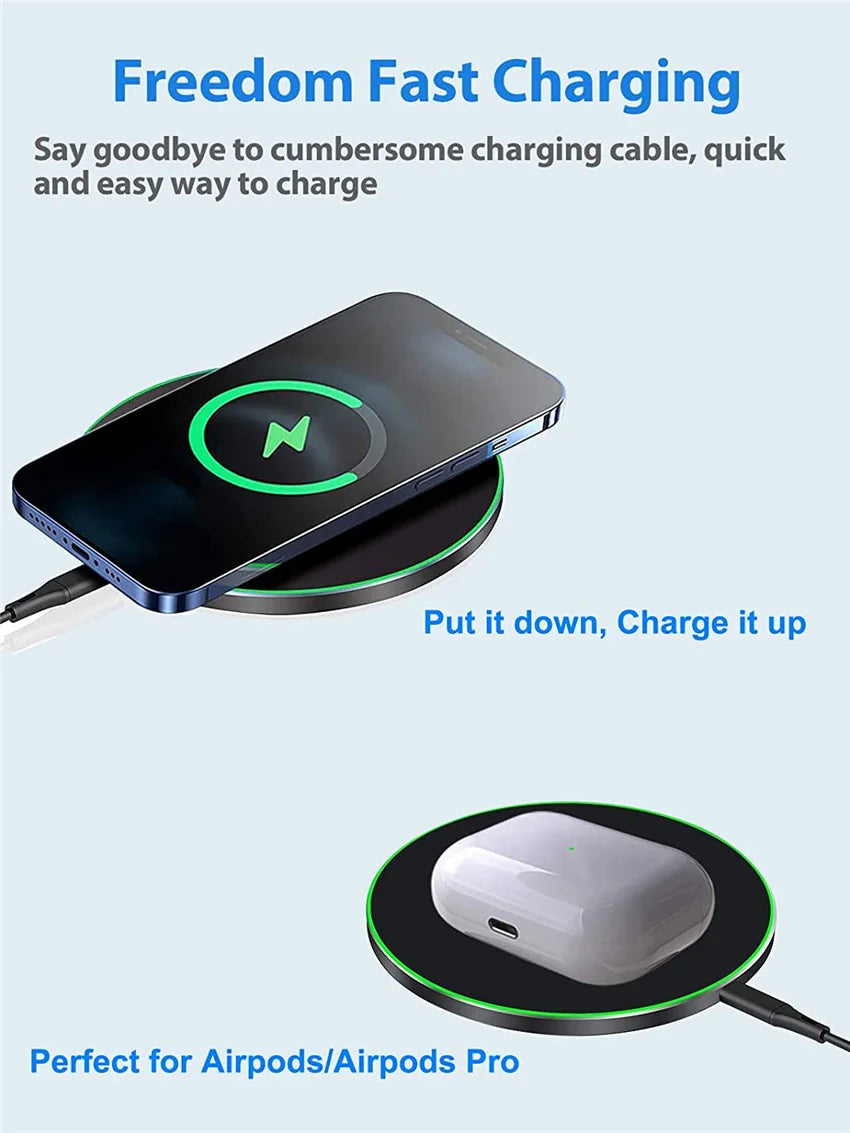 Wireless Charger Pad For iPhone 17 16 15 14 13 12 11 X Pro Max XR 8 Samsung Xiaomi Huawei LG Phone Fast Charging Docking Station