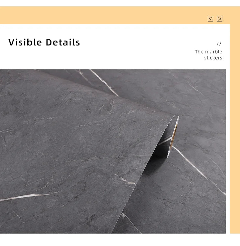 Matte Thick Gray Marble Pattern Waterproof Film Furniture Self-Adhesive Wallpaper Kitchen Countertop Oil-Proof Rock Wall Sticker